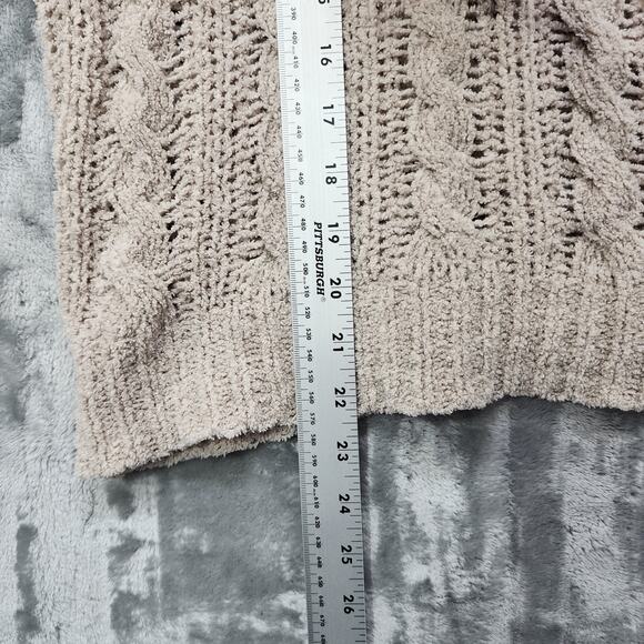 American Eagle Sweater M Tan Chenille Stretch Cable Knit Pullover Preppy Casual - Picture 8 of 9